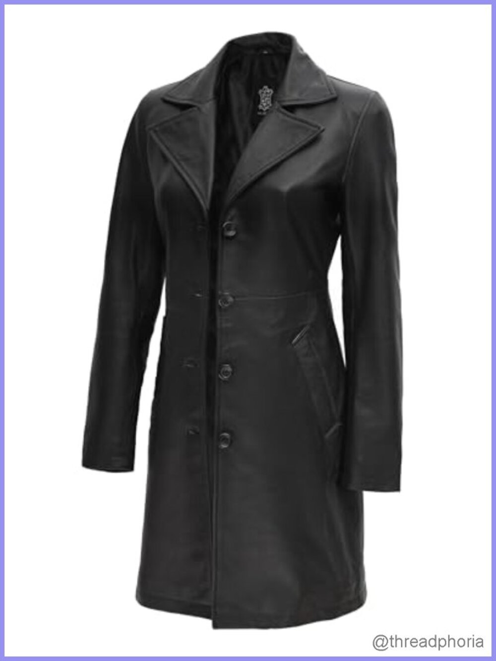 Real Lambskin Leather Car Coat Button Pockets Notch Collar Long Jacket